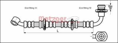 Produktbild von METZGER 4110071 Bremsschlauch Vorne Links für SUZUKI Grand Vitara I SUV (FT, HT) Vitara SUV (ET, TA, TD) VITARA Cabrio (ET, TA) X-90 (EL) VITARA (ET)