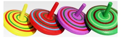 Produktbild von 4 Stück Holz Klassische Bunte Kreisel zur Stressbewältigung
