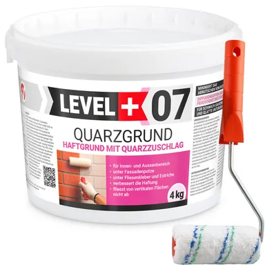 Produktbild von Haftgrund 4Kg Quarzgrund Weiß Frostbeständig +Streichroller 10cm Mikrofaser L+07