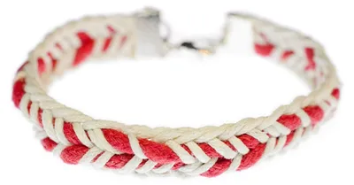 Produktbild von Armband geflochten Miniblings Band Flechtarmband Kordel Band rot Ethno silber