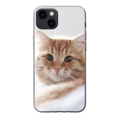 Produktbild von MuchoWow® Handyhülle Schutzhülle Hülle für iPhone 13 Katze - Rot - Bett - Mädchen - Kinder - Jungen Silikon Softcase Handy Hülle - Karteninhaber