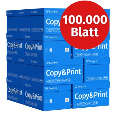 Produktbild von Easyprint Druckerpapier Kopierpapier 100000 Blatt 20 x 5000 A4 Premium Hochweiß CIE 160 PEFC