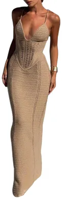 Produktbild von Solidchoice – Häkel-Maxikleid für den Strand, Damenmodell
