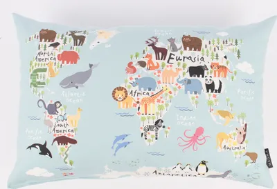 Produktbild von Magma Deko Kissen WORLD hellblau bunt 40x60cm