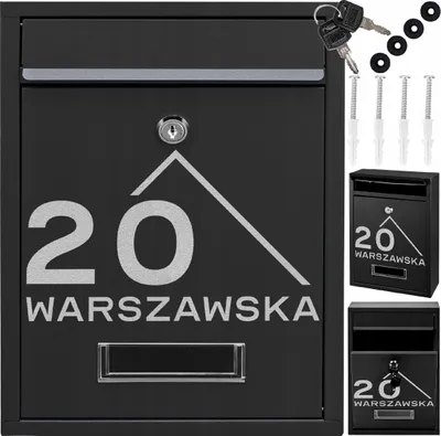 Zdjęcie produktu dla Czarna Skrzynka Na Listy Pocztę Wzór Napis