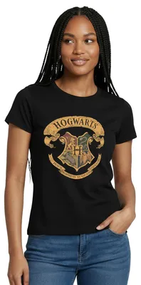 Produktbild von Spreadshirt Harry Potter Hogwarts Wappen Frauen T-Shirt, M, Schwarz