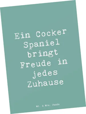 Produktbild von Mr. & Mrs. Panda Postkarte Spruch Cocker Spaniel Freude - Meeresbrise - Geschenk, Herzlichkeit, Hunderassen, bildkarte, Ansichtskarte, Postkarten, Energie, Vielfalt