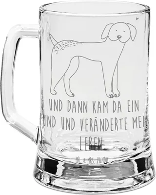 Produktbild von Mr. & Mrs. Panda Krug Hund Dogge - Transparent - Geschenk, Deutsche, Hunde, Seidel, Herz, Glaskrug, Süß, Humpen, Bierkrug Glas, Sprüche