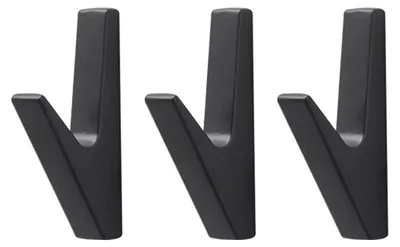 3er-Set Kleiderhaken aus Metall, Wandhaken, schwarz