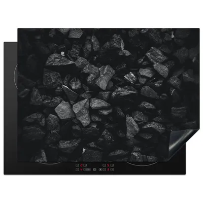 Produktbild von KitchenYeah© Herdabdeckplatte Schwarz - Weiß - Steine - Stein , 71x52cm, Küche Deko, Glaskeramikkochfeld Herdabdeckung, Abdeckplatte fùr Kochfeld