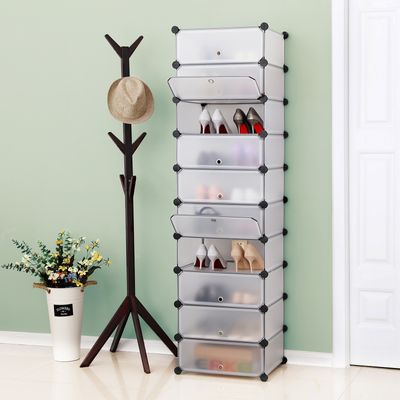 SONGMICS Schuhregal 10 Ebenen Schuhschrank Schuhorganizer DIY Steckregal Aufbewahrungsregal Weiß
