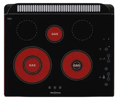 Zdjęcie produktu dla Vitrokitchen 301TGN, Czarny, Wbudowany, Kombi, 5 stref(y), 3 stref(y), 2 stref(y)