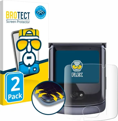Produktbild von 2x BROTECT Fullscreen Schutzfolie für Motorola Razr 5G 2020 (Vorderes Display) Displayschutz Folie Fullcover Klar Transparent