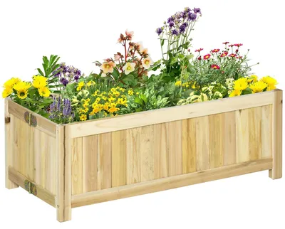 Obrázek produktu pro Vyvýšený Záhon Skládací Truhlík Na Rostliny Na Zahradu, Terasu A Balkón, Jedlové Dřevo, Přírodní, 70X30X25Cm