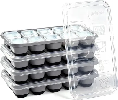 Produktbild von Eiswürfelformen 4 Stück, mit Deckel, flexibel, BPA-frei, stapelbar, für Küche