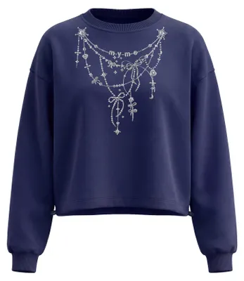 Produktbild von Damen Sweatshirt blau Größe M mit regulärer Passform und klassischem Rundhalsausschnitt