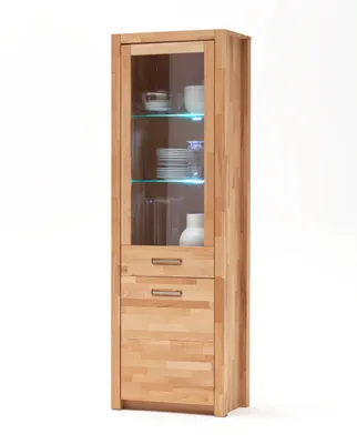 Produktbild von Vitrine Fenja Kernbuche massiv Keilverzinkt geölt 66x203x40 cm