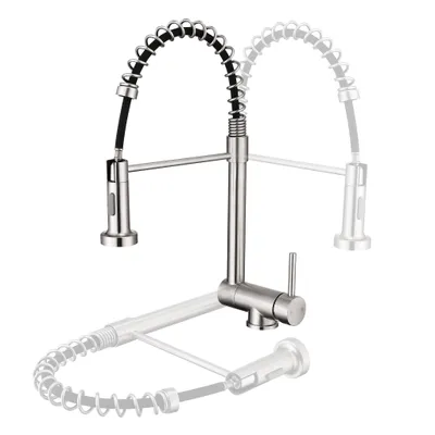 Produktbild von Vorfenster Küchenarmatur Klappbar, Edelstahl Wasserhahn Küche 360° Drehbare Hochdruck mit Brause Ausziehbar 2 Strahlarten, Gebürstet