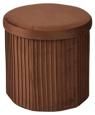 Zdjęcie produktu dla Relaxdays, puf z aksamitu, siedzisko z miejscem do przechowywania, tapicerowane, składane, wysokość x średnica: 38 x 38 cm, okrągły puf, kolor: mocha-mousse