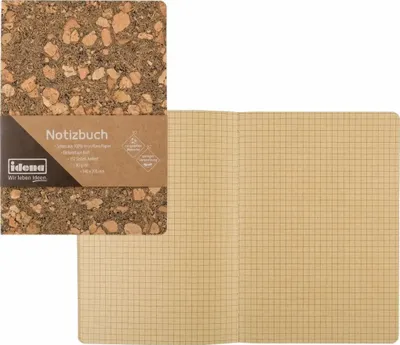 Produktbild von Notizbuch 20x14cm karriert 192 Blatt, aus Kork,