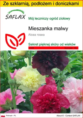 Zdjęcie produktu dla SAFLAX - Zestaw do uprawy - Mieszanka malwy - 100 Nasiona - Z mini szklarnią, podłożem uprawowym i 2 doniczkami - Alcea rosea