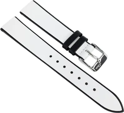 Produktbild von s.Oliver Uhrenarmband 16mm Lederband weiß / schwarz glatt → SO-2610-LQ