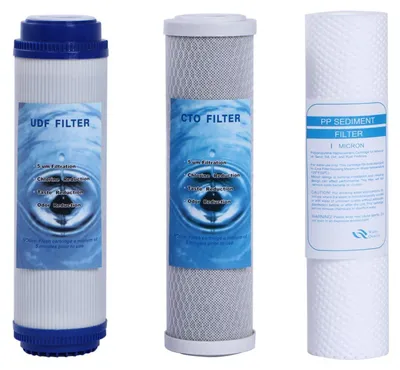 Produktbild von Wasserfilter-Set Ersatz-Kartuschen PP+CTO+UDF 5 Mikron 25,4 x 6,3 cm für RO-Systeme