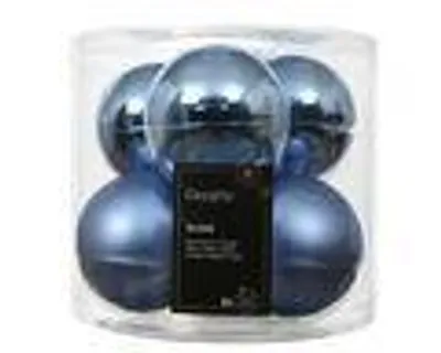 Produktbild von Weihnachtskugeln Glas 8cm 6 Stück - Dämmerungsblau