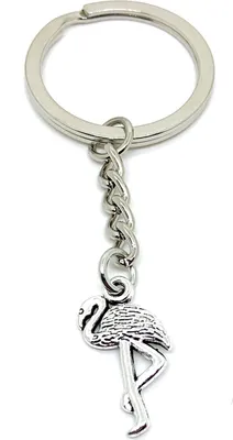 Image de Onwomania Porte-clés Flamant oiseau Pélican à plumes argent métal Charm