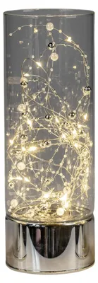 Produktbild von LED Deko Licht Stimmungslampe Stars & Pearls silber H. 25cm Glas Timer Formano