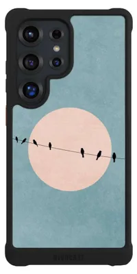 Produktbild von NIVOCASE Hülle für Samsung Galaxy S25 Ultra  Stoßfeste Handyhülle NIVOmax Case Schwarz Mond Vogel türkis