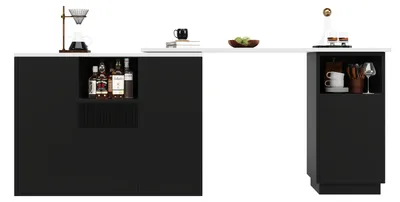 Image de Table basse - Table d'appoint - Table de cuisine - Meuble de bar - Table de bistrot - Extensible - Rangement - Bambou - Noir