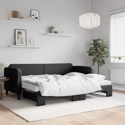 Image de Maison Exclusive - Canapé-lit convertible avec matelas noir 80 x 200 cm en tissu