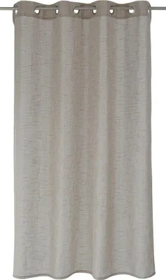 A single curtain hanging against a white background.