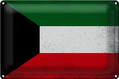 Produktbild von Blechschild Flagge Kuwait 18x12cm Flag of Kuwait Vintage