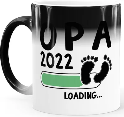 Produktbild von Kaffee-Tasse Opa 2020 loading Thermoeffekt Zaubertasse Geschenk-Tasse für werdenden Opa Bekanntgabe Ankündigung Schwangerschaft Geburt Baby MoonWorks® weiss-gruen Magic-Tasse