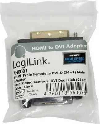Immagine prodotto di Adattatore HDMI Logilink, HDMI femmina - DVI-D maschio (oro)