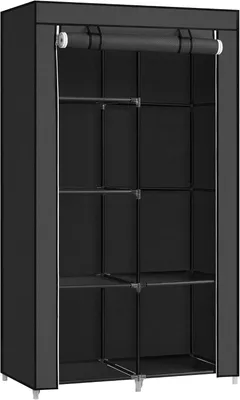 Imagen del producto de Armario de tela - 2 barras para colgar ropa - 6 estantes - 88 x 45 x 168 cm - Armario
