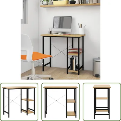 Obrázek produktu pro The Living Store Počítačový stůl černý a světlý dub 80x40x72 cm MDF a kov