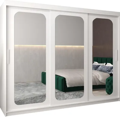 Produktbild von MEBLE KRYSPOL Promo 3250 Schlafzimmerschrank drei Schiebetüren - Mattweiß