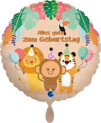 Produktbild von 18"/Ø46cm Folienballon "Alles Gute zum Geburtstag tropische Tiere"