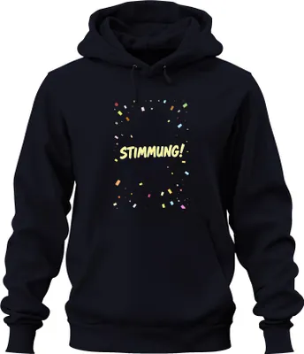 Produktbild von STIMMUNG! Konfetti Party Feier Geburtstag Geschenk Retro Spaß Uni Hoodie Kapuzenpullover, Navy, L