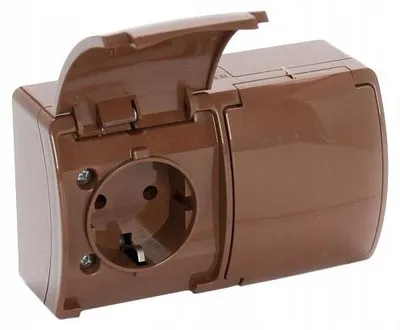 Produktbild von Viplast Koala Doppelsteckdose Aufputz IP44 Braun