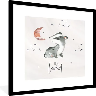 Produktbild von MuchoWow® Gerahmtes Poster Zitate - Geliebt werden - Sprichwörter - Kind - Jungen - Mädchen - Aquarell 40x40 cm - Poster mit Schwarzem Bilderrahmen Wandposter Rahmen Foto Bilder - Poster - Plakat im Rahmen