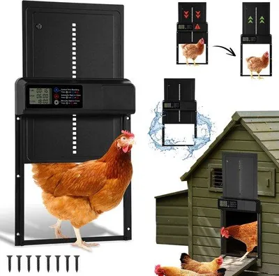 Produktbild von Automatischer Hühnerstall mit Timer - Wasserbeständig IPX4 - LCD-Anzeige - Hühnergehege