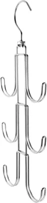 Imagen del producto de Percha giratoria de hierro para colgar bolsos y ropa, color plateado. | Gancho plegable para corbatas y bolsos, ideal para organizar el armario