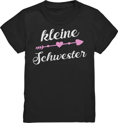 Produktbild von Kleine Schwester T-Shirt Pfeil Herz Kleine Schwester Geschenk – Black / 134/146 (9-11)