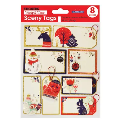 Produktbild von 8 selbstklebende Geschenkanhänger Skandinavische Weihnachten