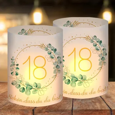 Productafbeelding van 12 Windlichten voor Tafelversiering 18e Verjaardag