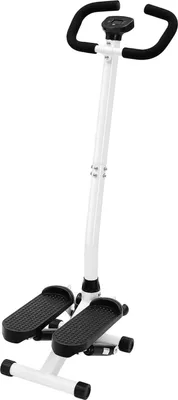 Obrázek produktu pro Hydraulický fitness stepper – domácí stepper – LCD displej – odporové pásky 90 cm – výškově nastavitelný – nosnost 150 kg – černý